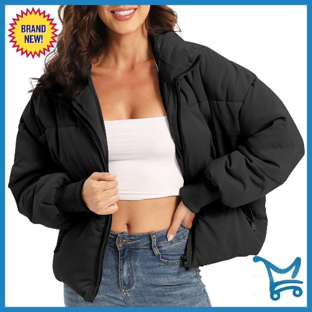 Women's Quilted Puffer Jacket Lightweight Winter Coat Cropped